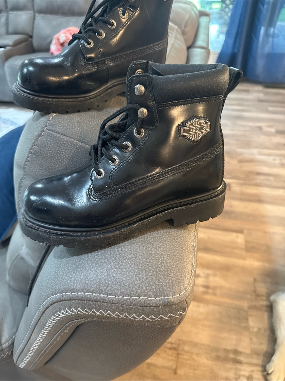 Harley-Davidson Black Leather Lace-Up Ankle Boots